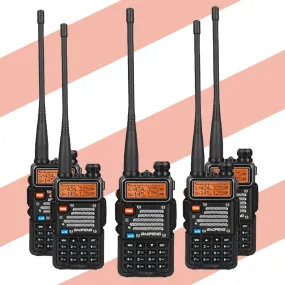 Baofeng UV-5RX3 [5 Packs] | Tri-band 1.25M | Tri-color LCD | 2 Antennas | with Cable