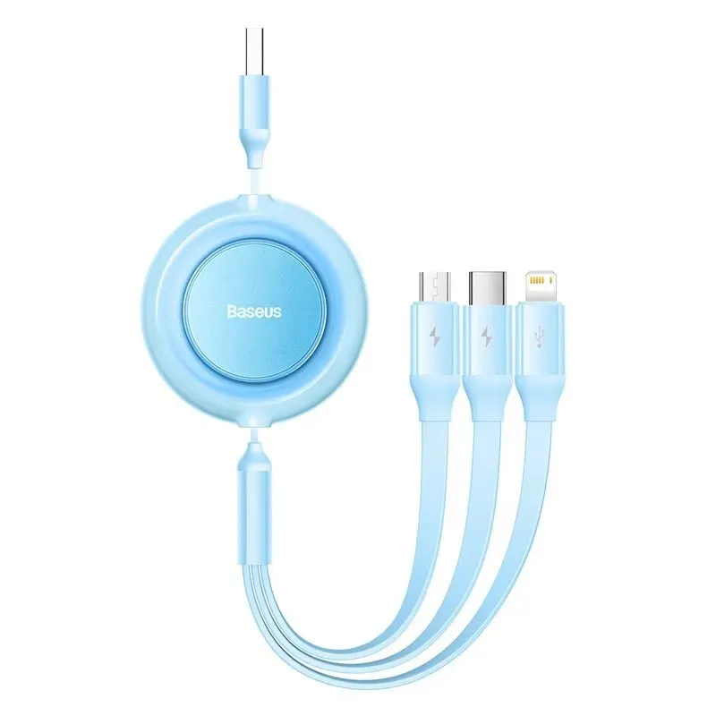 Baseus 3 in 1 Retractable USB Cable for iPhone/Android/Samsung Charger Fast Wire Charging Cable