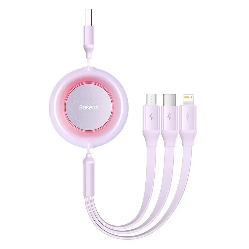 Baseus 3 in 1 Retractable USB Cable for iPhone/Android/Samsung Charger Fast Wire Charging Cable