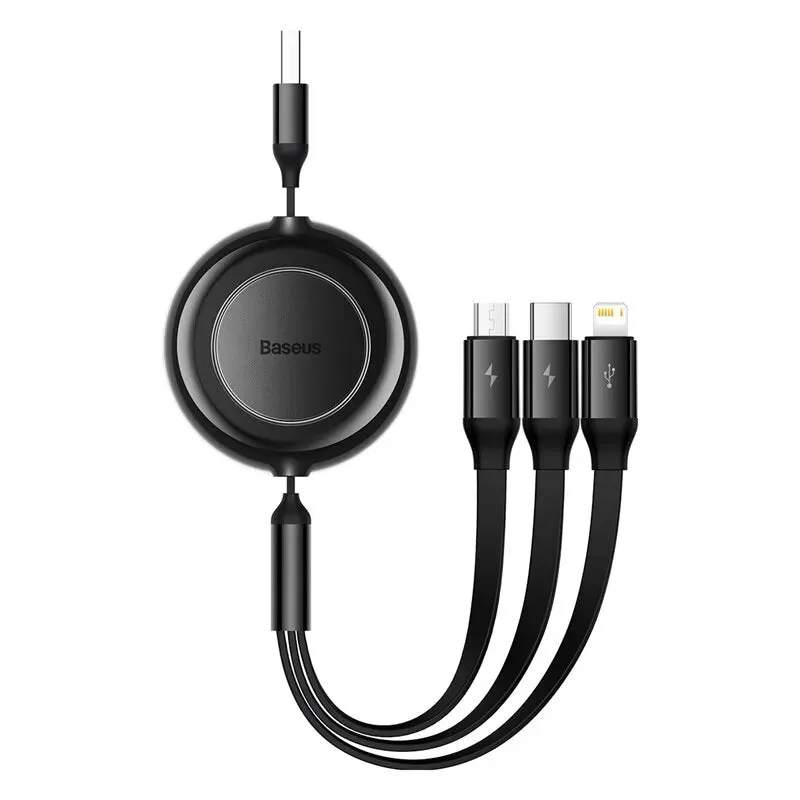 Baseus 3 in 1 Retractable USB Cable for iPhone/Android/Samsung Charger Fast Wire Charging Cable