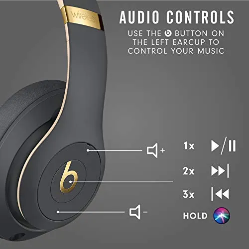 Beats Studio3 Wireless Noise Cancelling Over-Ear Headphones - Apple W1 Headphone Chip, Class 1 Bluetooth, 22 Hours of Listening Time, Built-in Microphone - Shadow Gray (Latest Model)