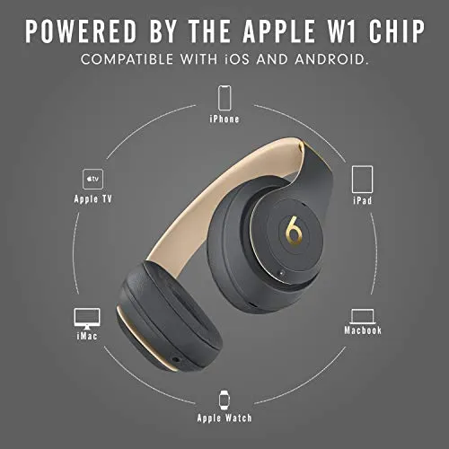 Beats Studio3 Wireless Noise Cancelling Over-Ear Headphones - Apple W1 Headphone Chip, Class 1 Bluetooth, 22 Hours of Listening Time, Built-in Microphone - Shadow Gray (Latest Model)