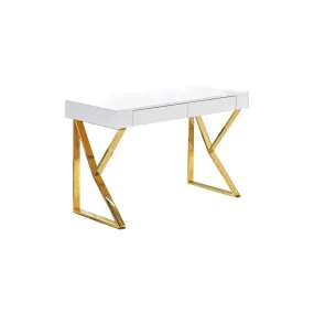 Beautiful Gold & White Modern Wood Computer Desk in Gold