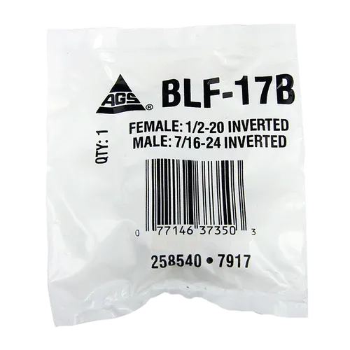 BL BLF-17B AGS Brass Adapter (Female 1/2-20 Inverted to Male 7/16-24 Inverted)