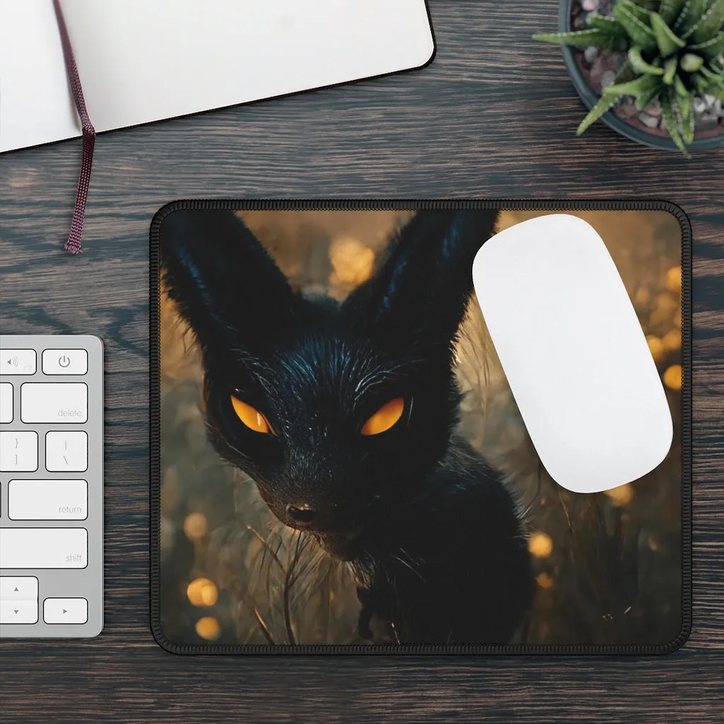 Black and Orange Kitty Gaming Mouse Pad