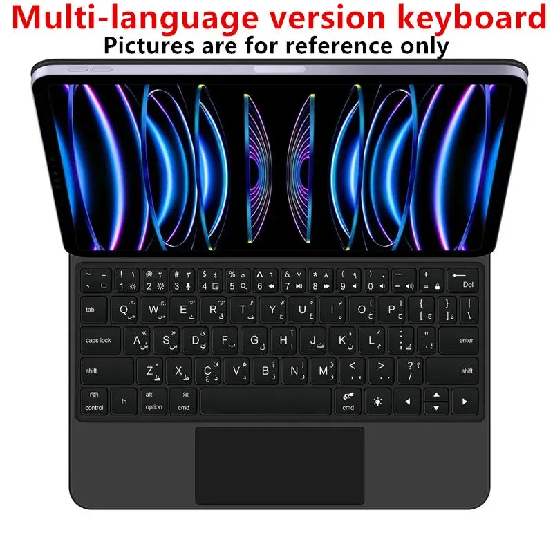 Blacklight Magic Keyboard for iPad Pro 11 12.9 10th 2022 2021 2020 2018 Air 5 4 10.9 Tablet Case German Spanish Arabic Keyboard