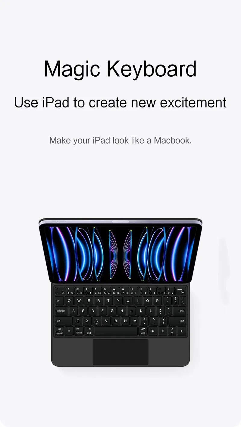 Blacklight Magic Keyboard for iPad Pro 11 12.9 10th 2022 2021 2020 2018 Air 5 4 10.9 Tablet Case German Spanish Arabic Keyboard