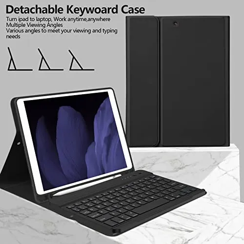 BQSS Keyboard Case,Wireless Magnetic Detachable Keyboard for iPad 9th/8th/7th, for iPad Air 3rd Gen Stand Tablet Cover with Built-in Pencil Holder(Black)