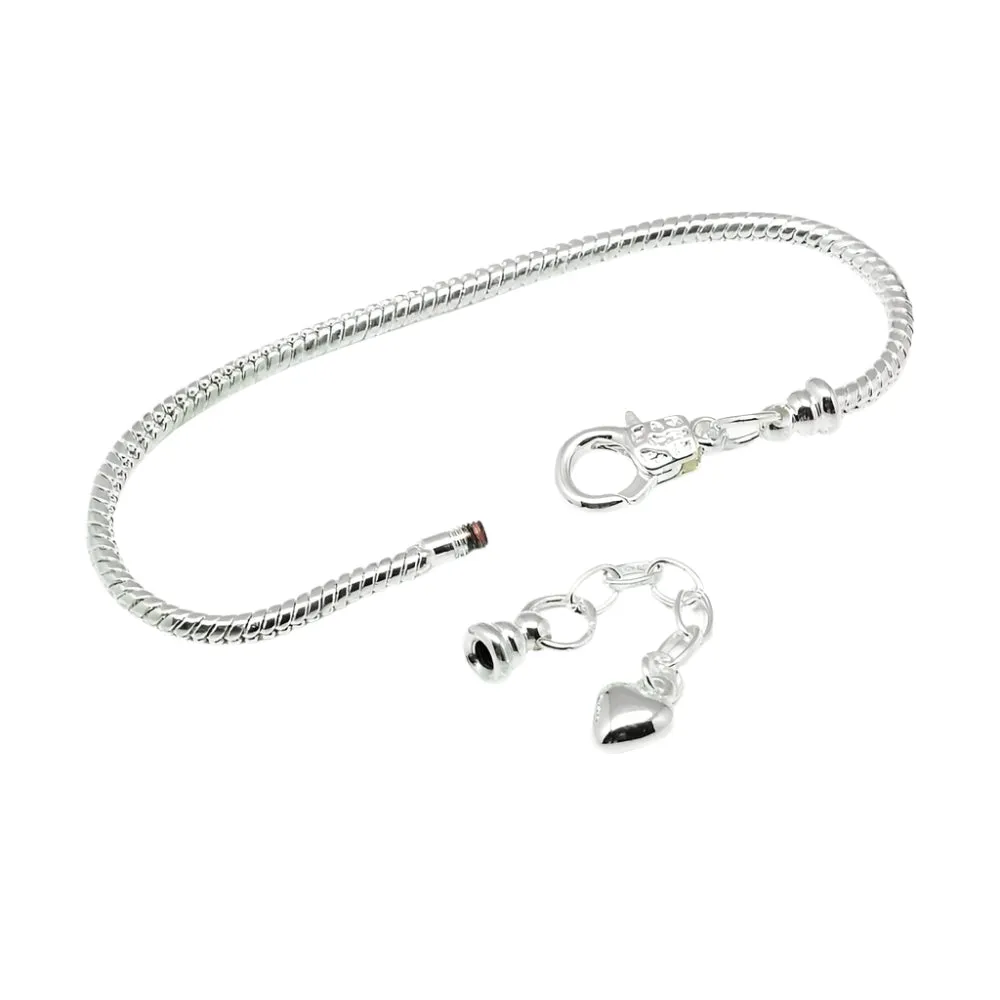 Bracelet Chain Pandora Style with Heart Charm 1/pk