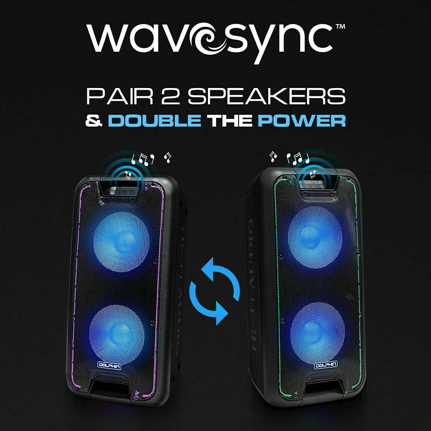 Brand New Dolphin SP-210RBT 3400W Bluetooth Tailgate Rechargeable Party Speaker System   WaveSync™