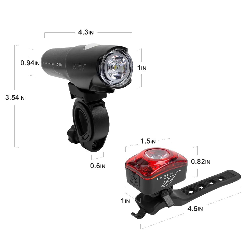 BV Rechargeable Headlight and Taillight | BV-L-CHROMIUM1000