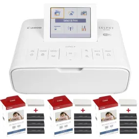 Canon Selphy CP1300 Compact Photo Printer White   Three Canon KP-108IN Selphy Color Ink 4x6 Paper Set