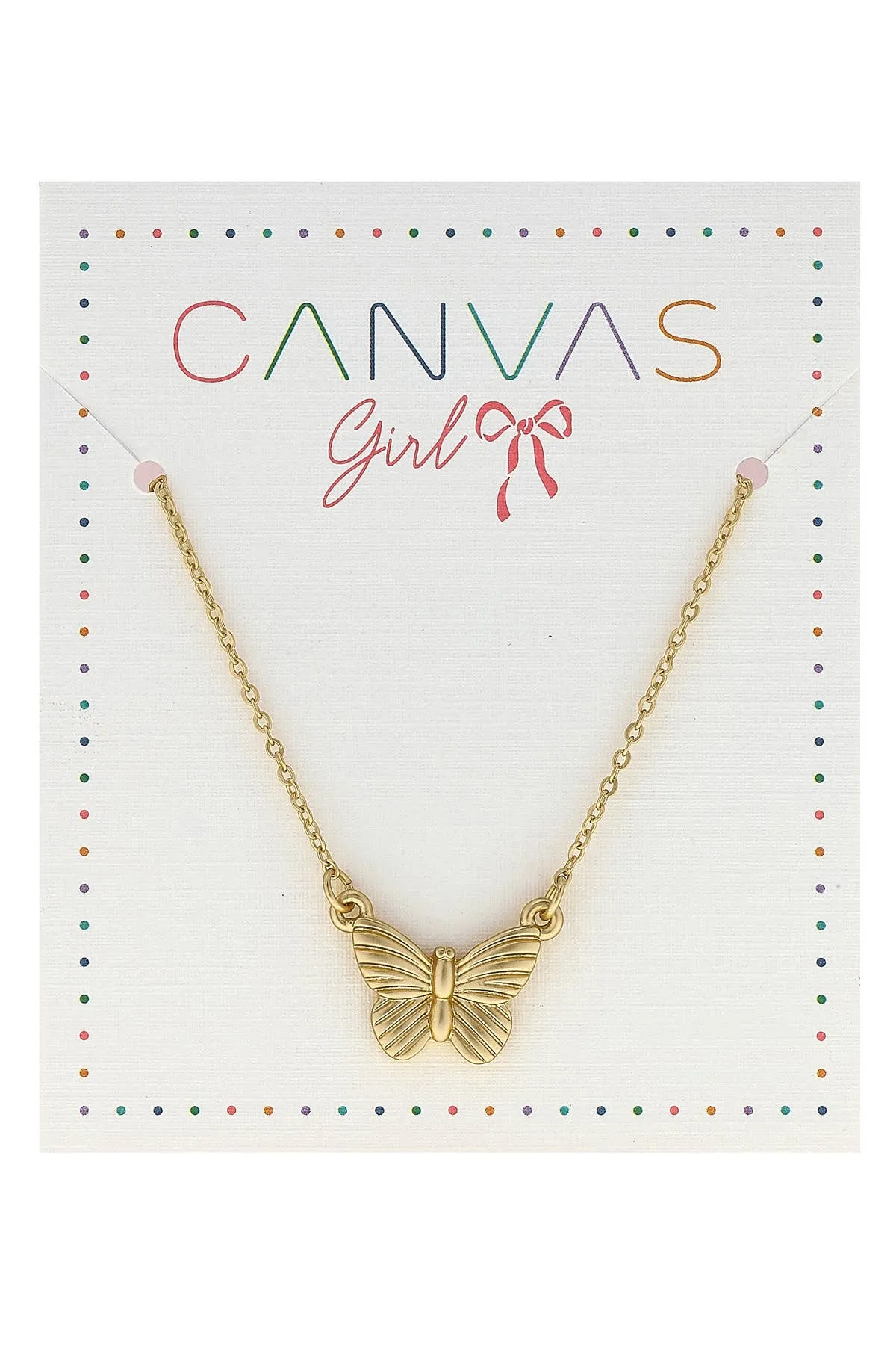 Canvas Style - Cleo Butterfly Children's Necklace in Worn Gold