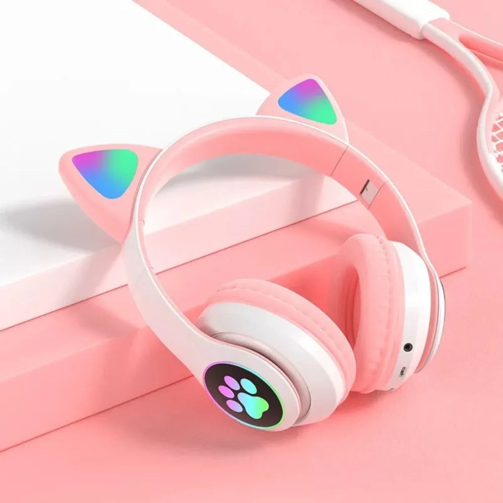 Cartoon LED Cat Ear Bluetooth Headphones