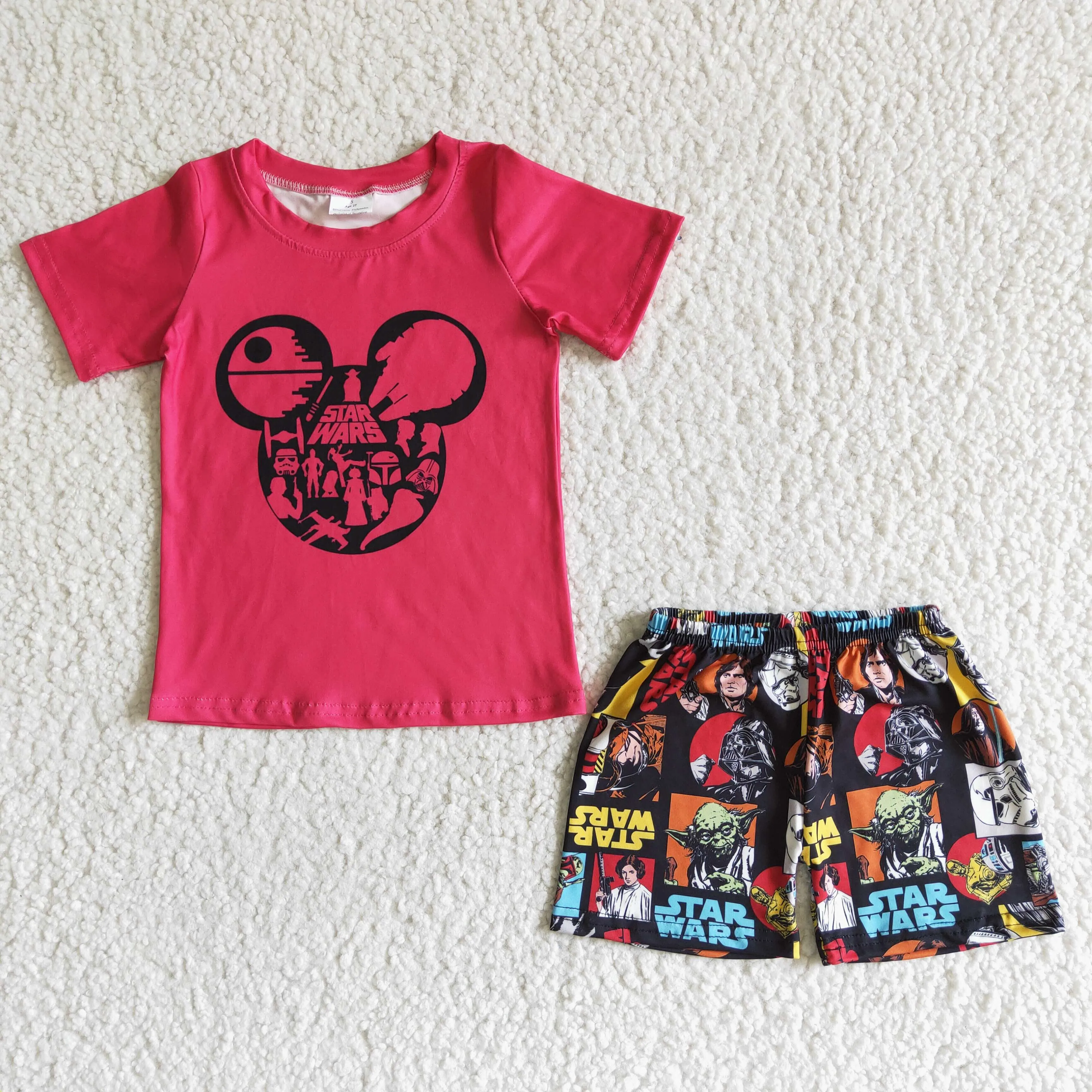 Cartoon red T-shirt girl shorts outfit