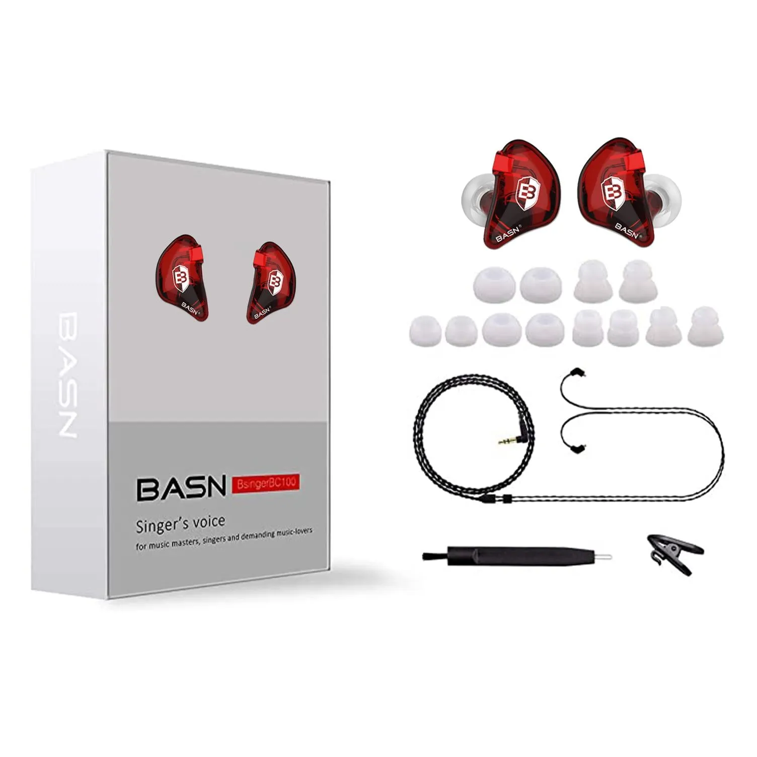 Clearance Sale-BASN Bsinger BC100 In-Ear Monitor Headphones (Red)