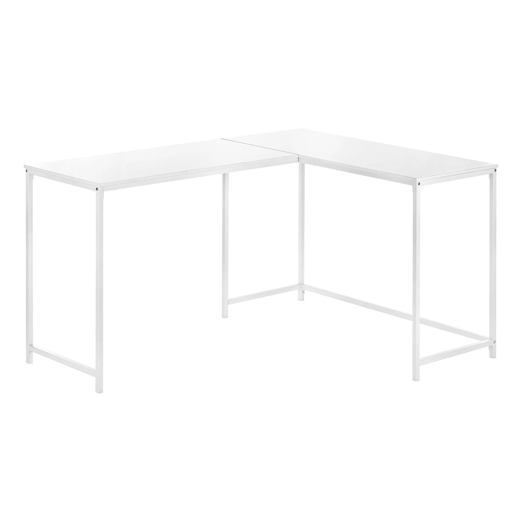 Computer Desk - 58"L / White Top / White Metal Corner