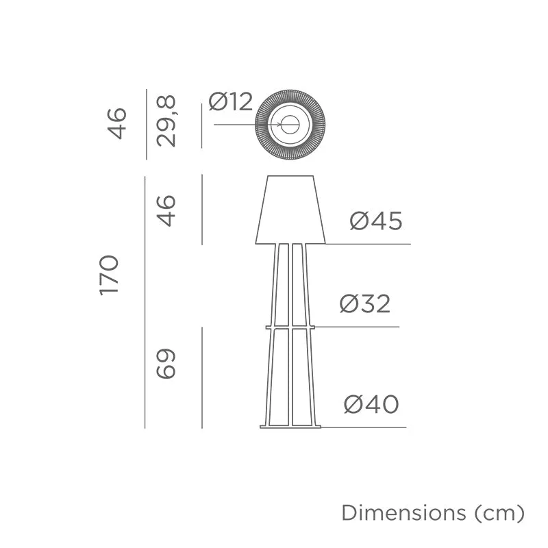 Cordless floor lamp with solar charging OKINAWA