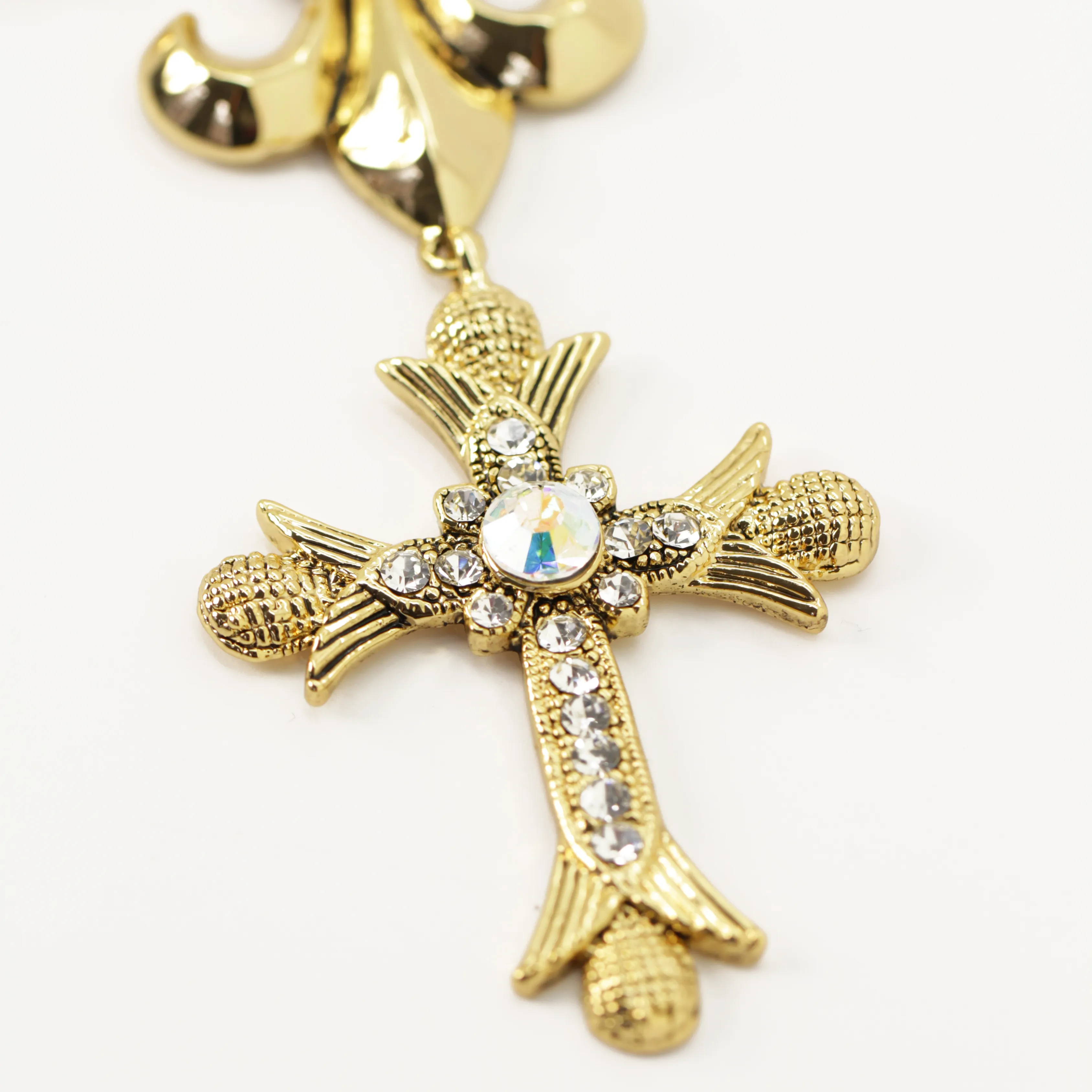 Cross Crown & Fleur De Lis Necklace