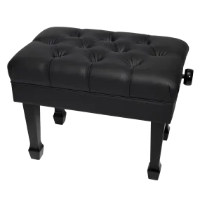 Crown Deluxe Skirted & Tufted Hydraulic Height Adjustable Piano Bench (Black)