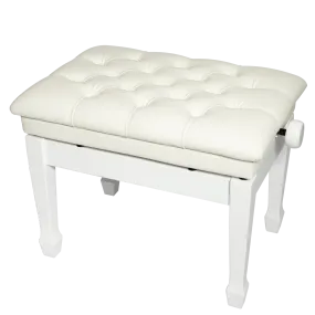 Crown Deluxe Tufted Hydraulic  Height Adjustable Piano Bench (White)