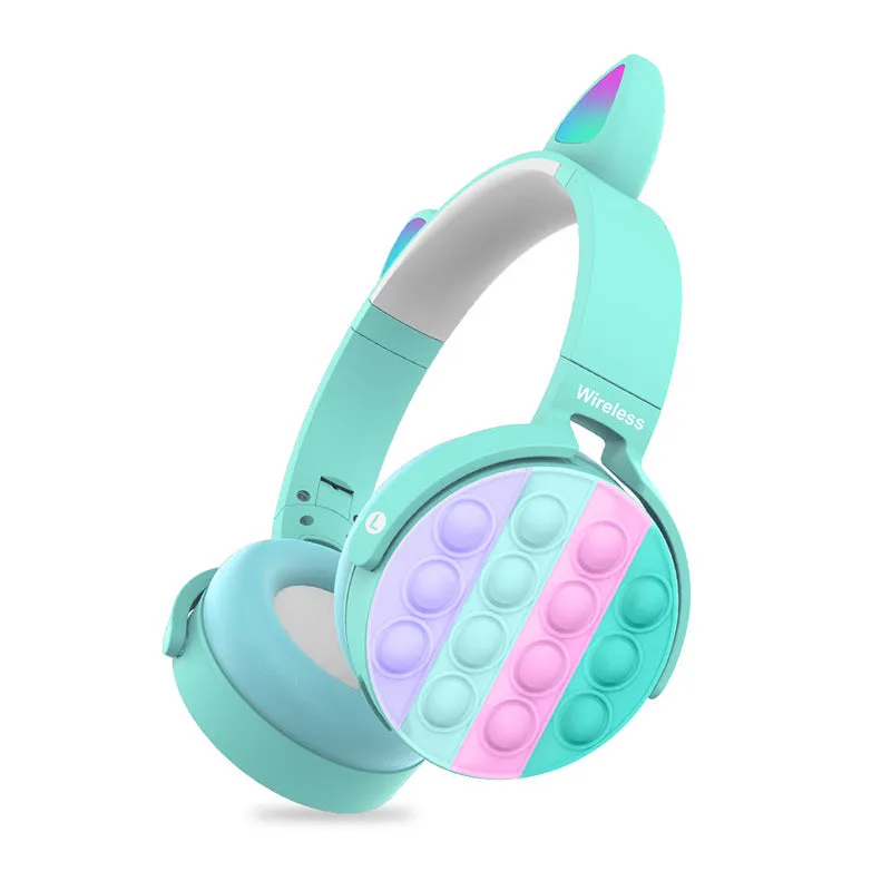 Cute Cat Ears Bluetooth LED Wireless Headphones with Microphone Control