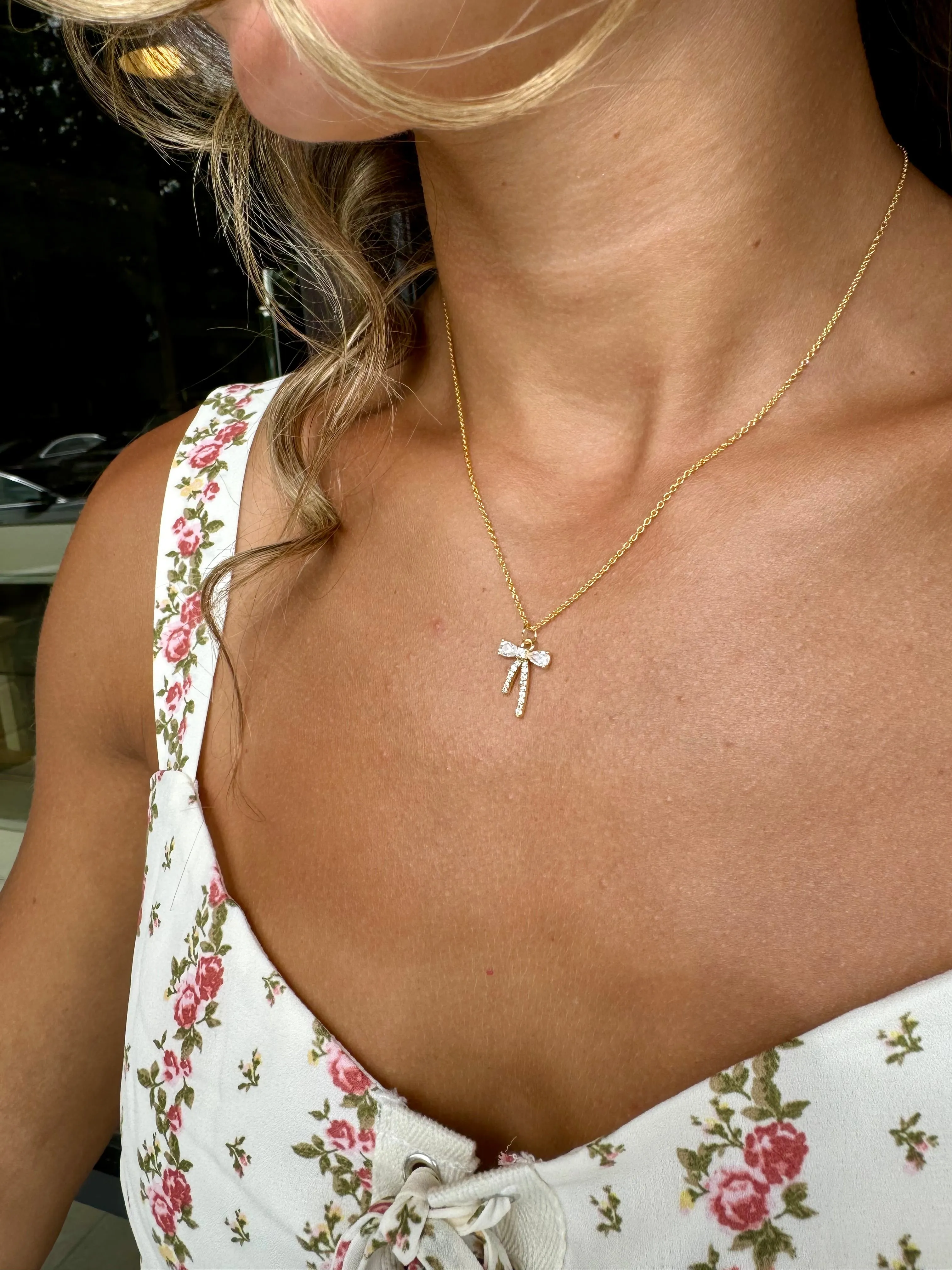 CZ BOW NECKLACE