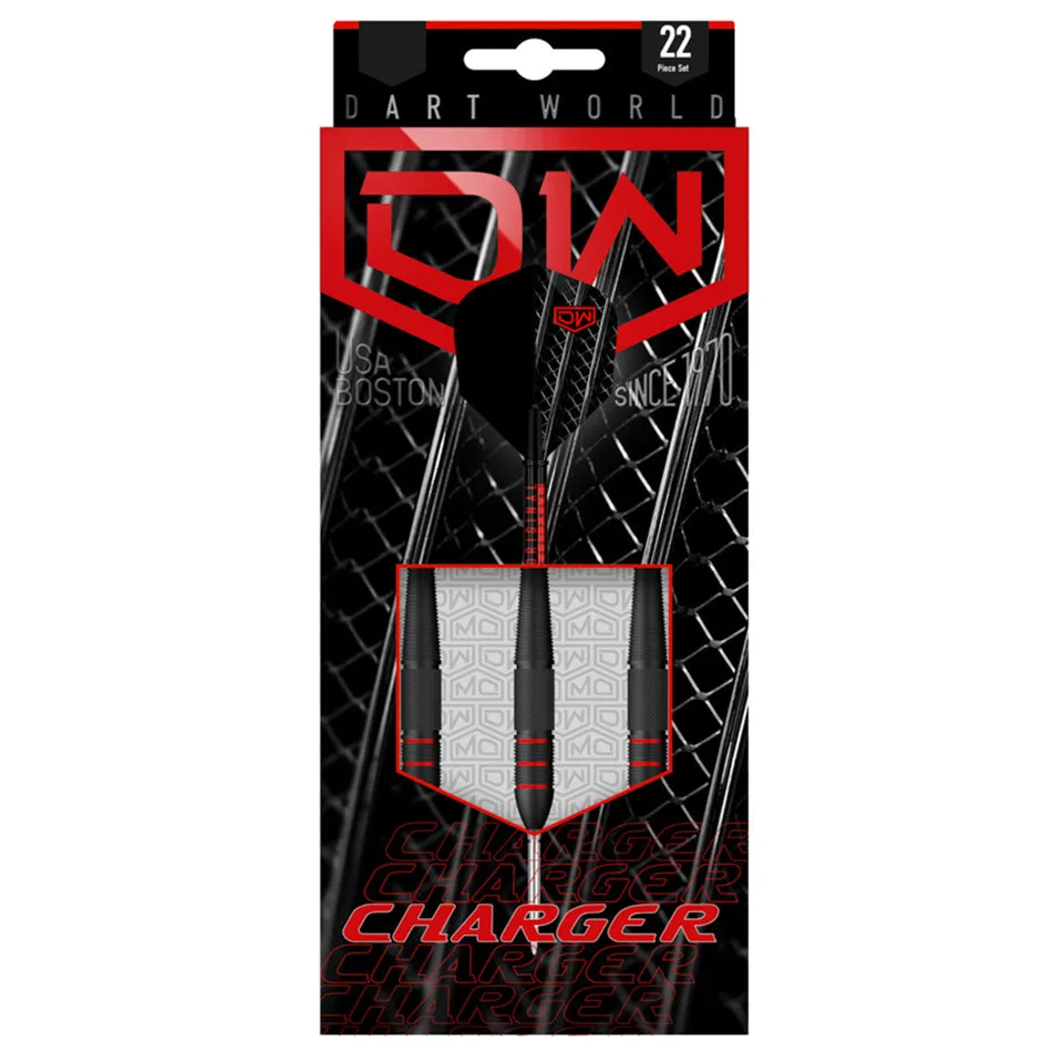 Dart World Charger Black Coated Steel Tip Darts - 25gm