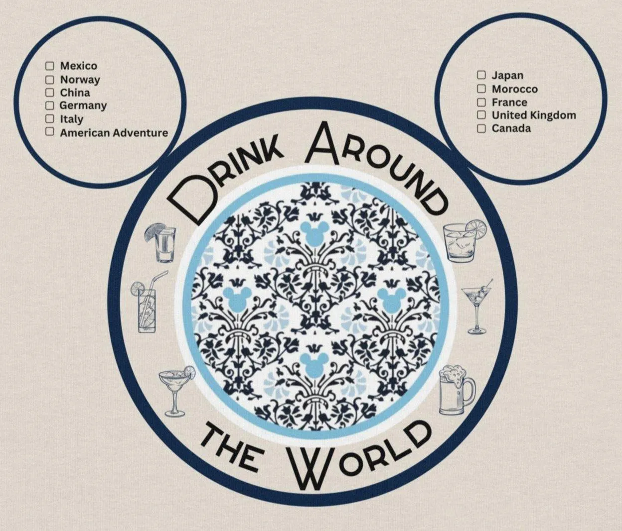 Drinking Around the World - Checklist - Unisex t-shirt