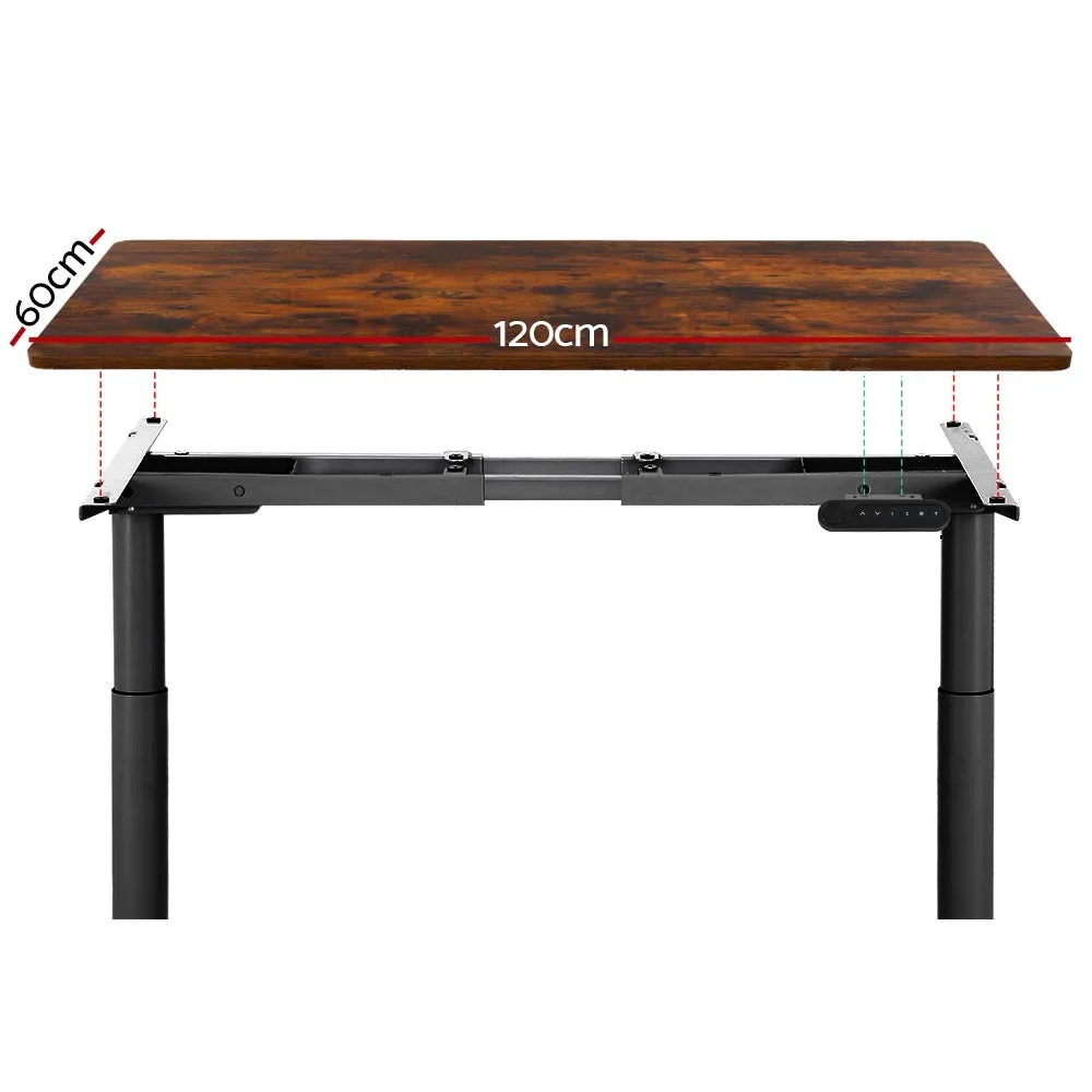 Dual Motor Electric Standing Desk, 120CM, Rustic Brown, Artiss