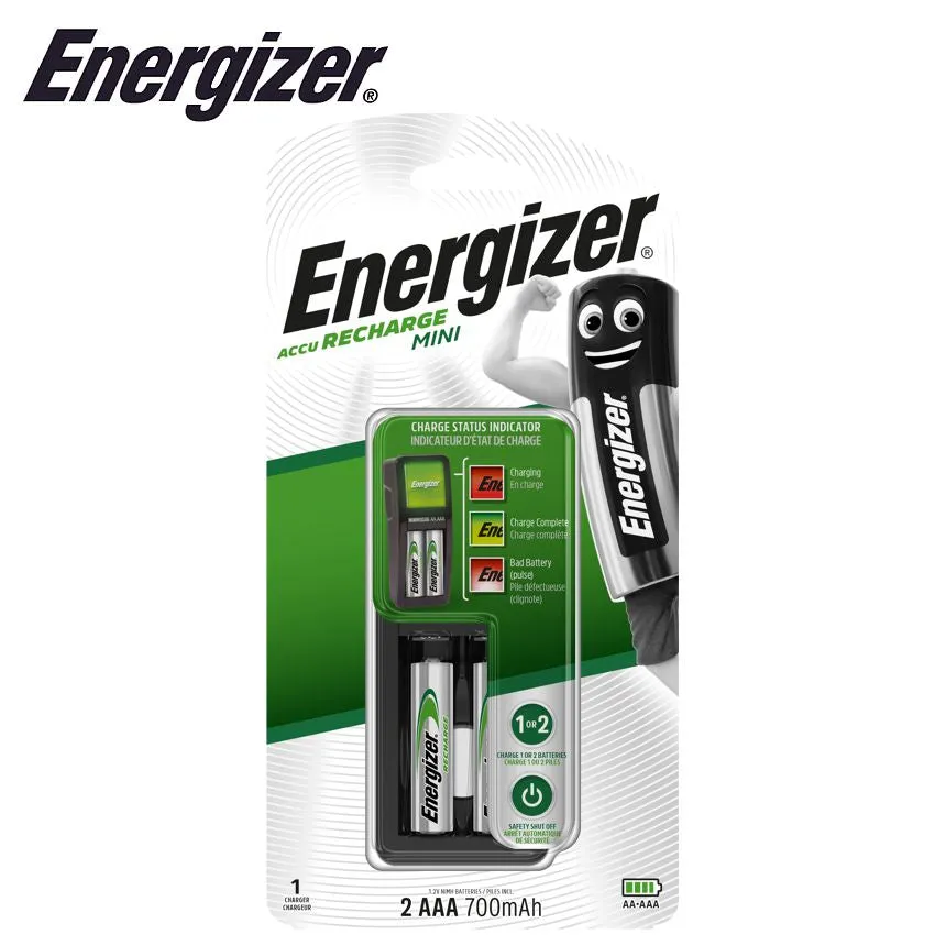 Energizer Mini Charger With Status Indicator (Aa & Aaa)  2 Aaa Batteri