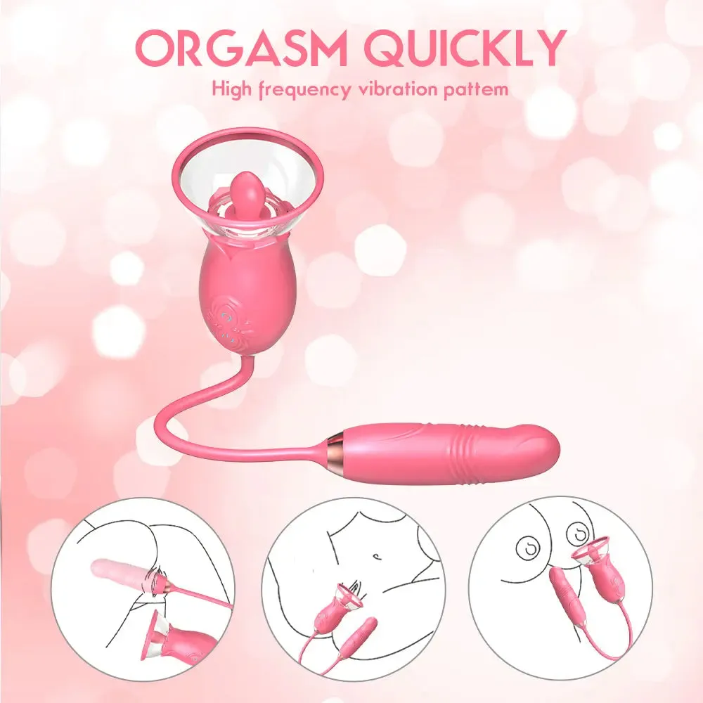 Female Clitoris Sucker with Rose Tongue Extender - Quusvik