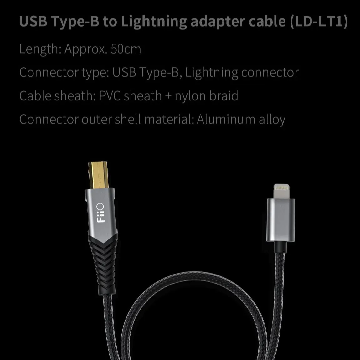 FiiO LD-TC1 / LD-LT1 USB Type-B To Type-C / Lightning Adapter Cables