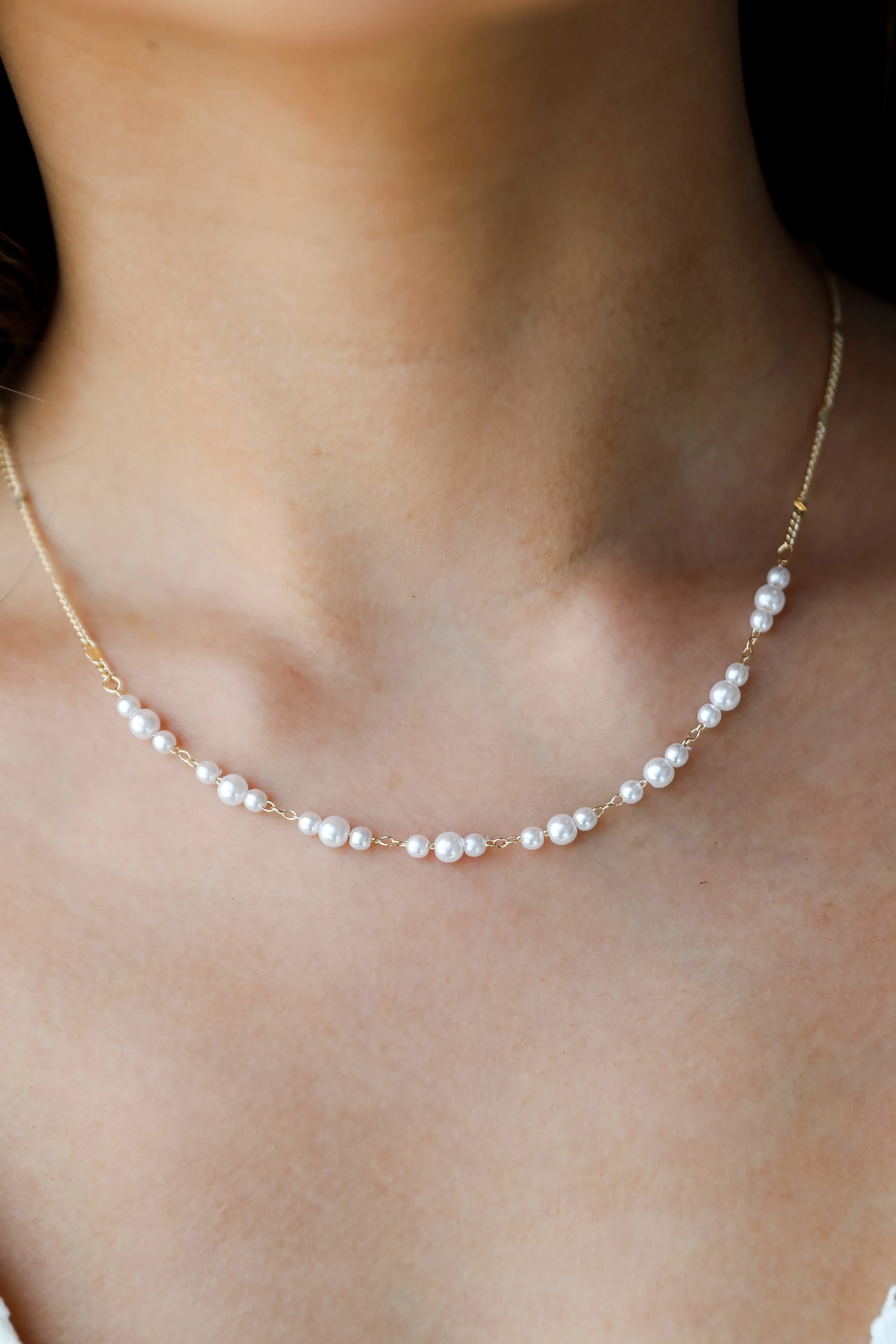 FINAL SALE - Ava Gold Pearl Chain Necklace