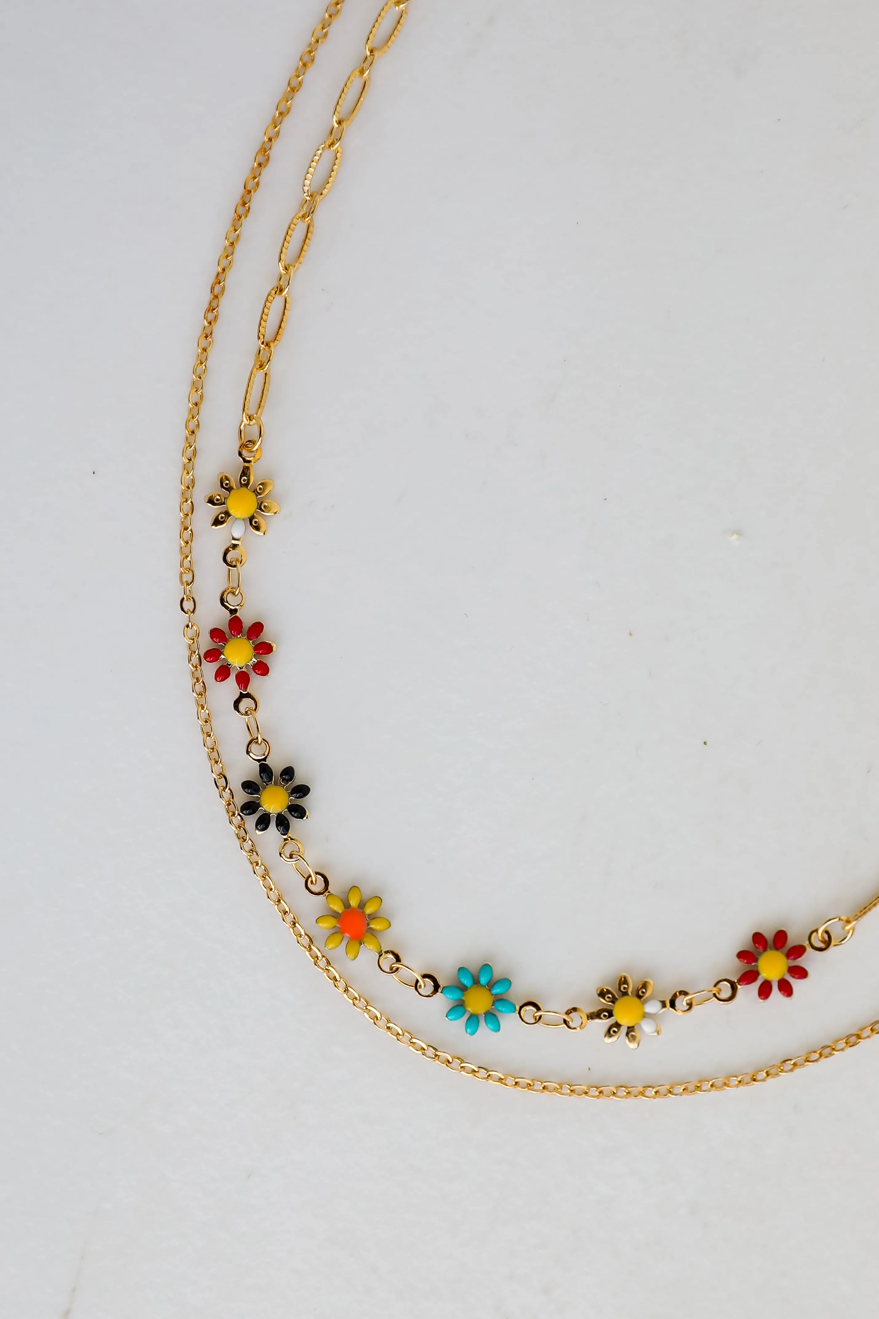 FINAL SALE - Bridget Gold Flower Charm Layered Necklace