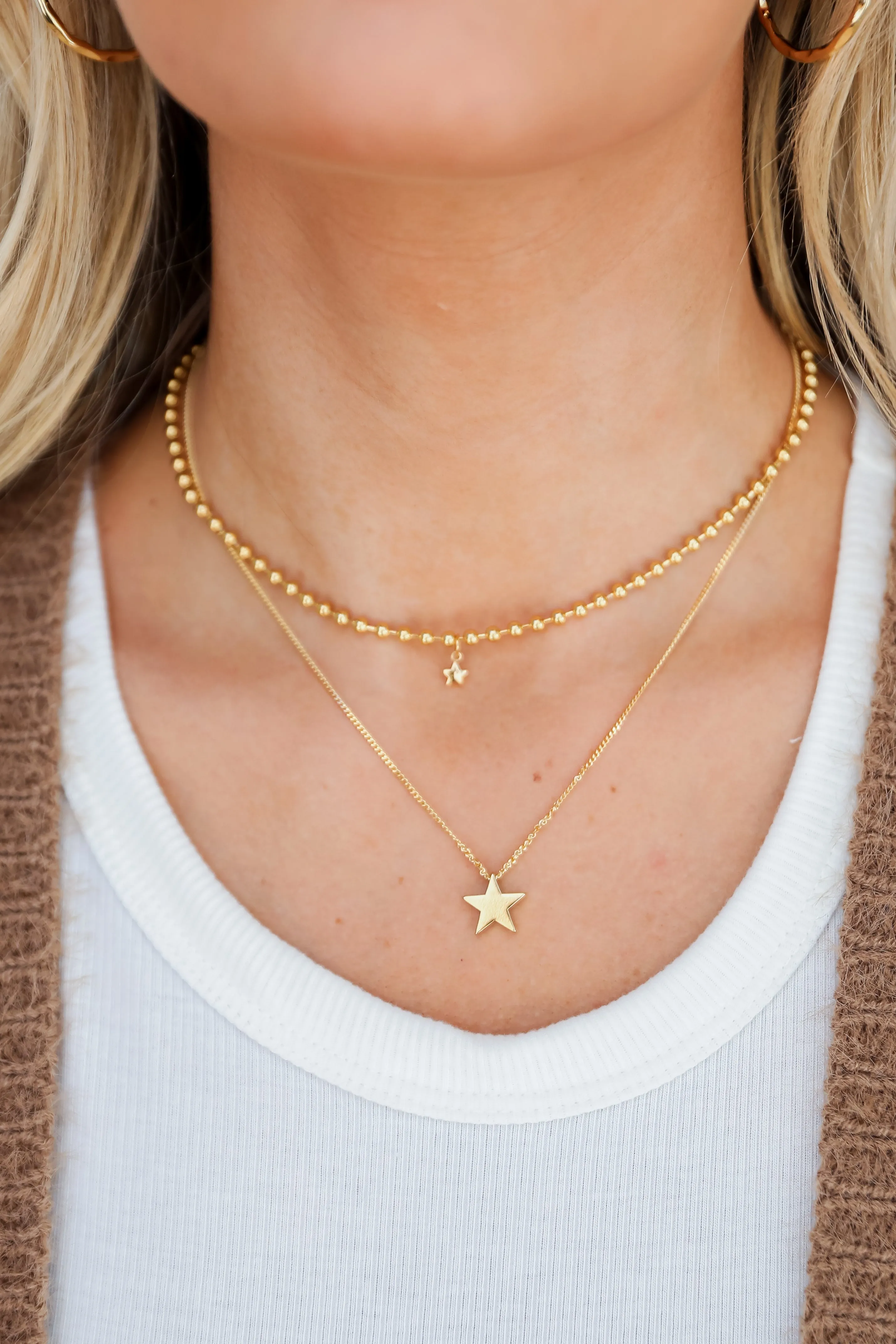 FINAL SALE - Hadley Gold Star Charm Layered Necklace