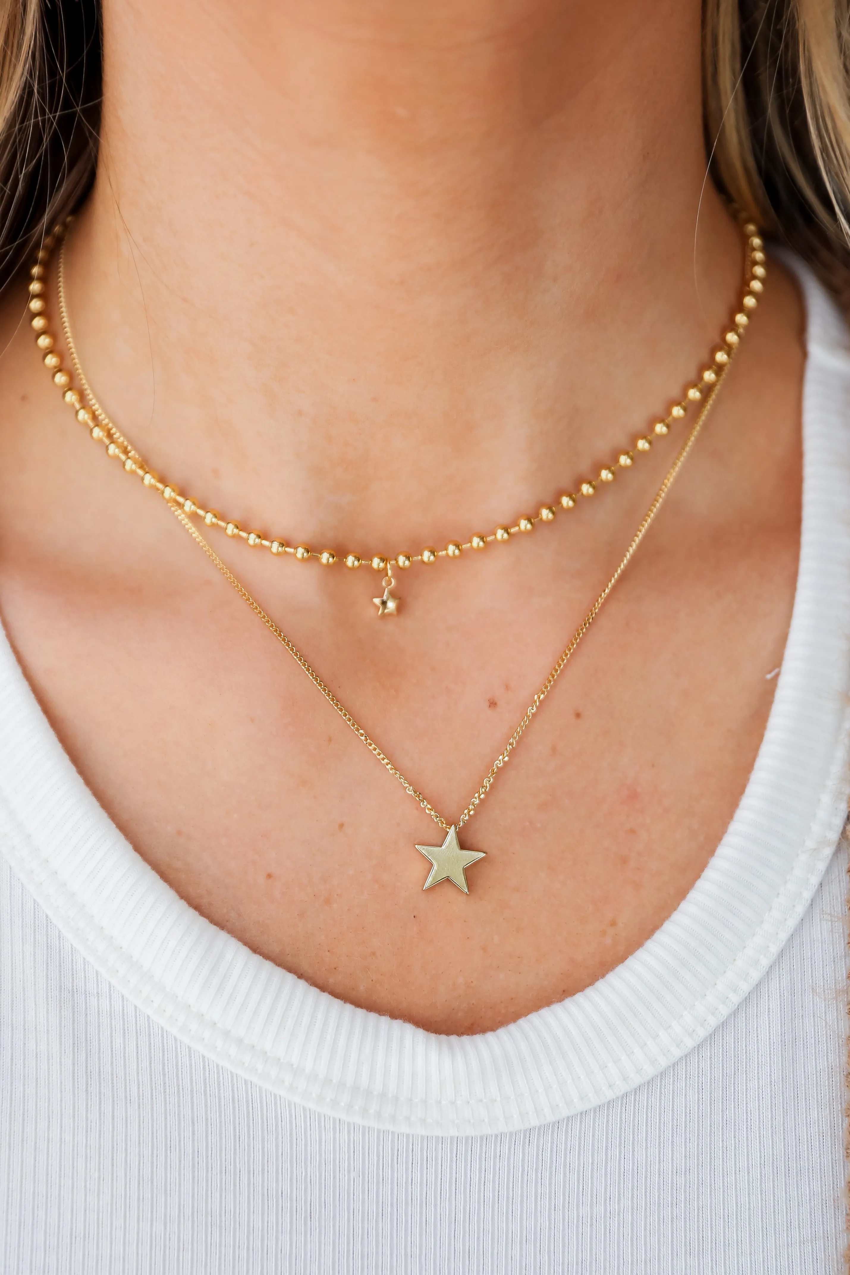 FINAL SALE - Hadley Gold Star Charm Layered Necklace