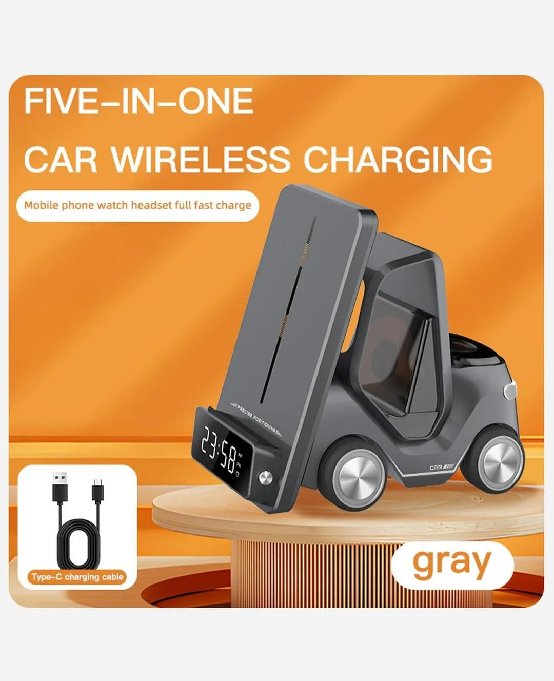 Forklift 5-in-1 Smart Desktop Charger with 15W Wireless Phone Charging