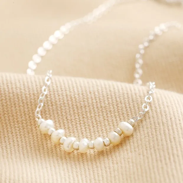 Freshwater Pearl Chain Necklace in Silver