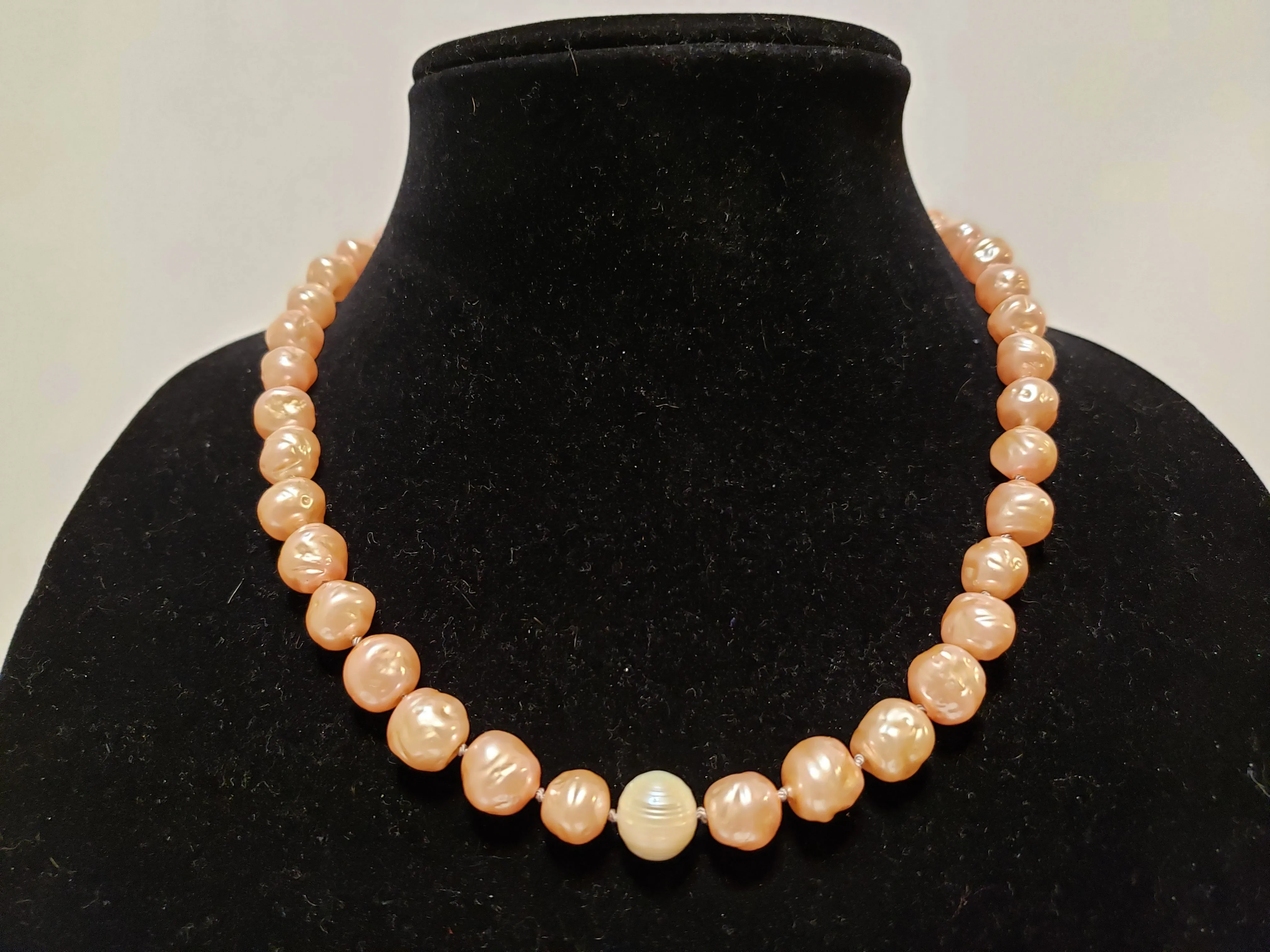 Freshwater Pink Pearls (10-11mm AA Grade) onHand Knotted Silk Necklace with Stainless Steel & Sterling Silver 19" with 3" Extender & Lobster Claw Clasp