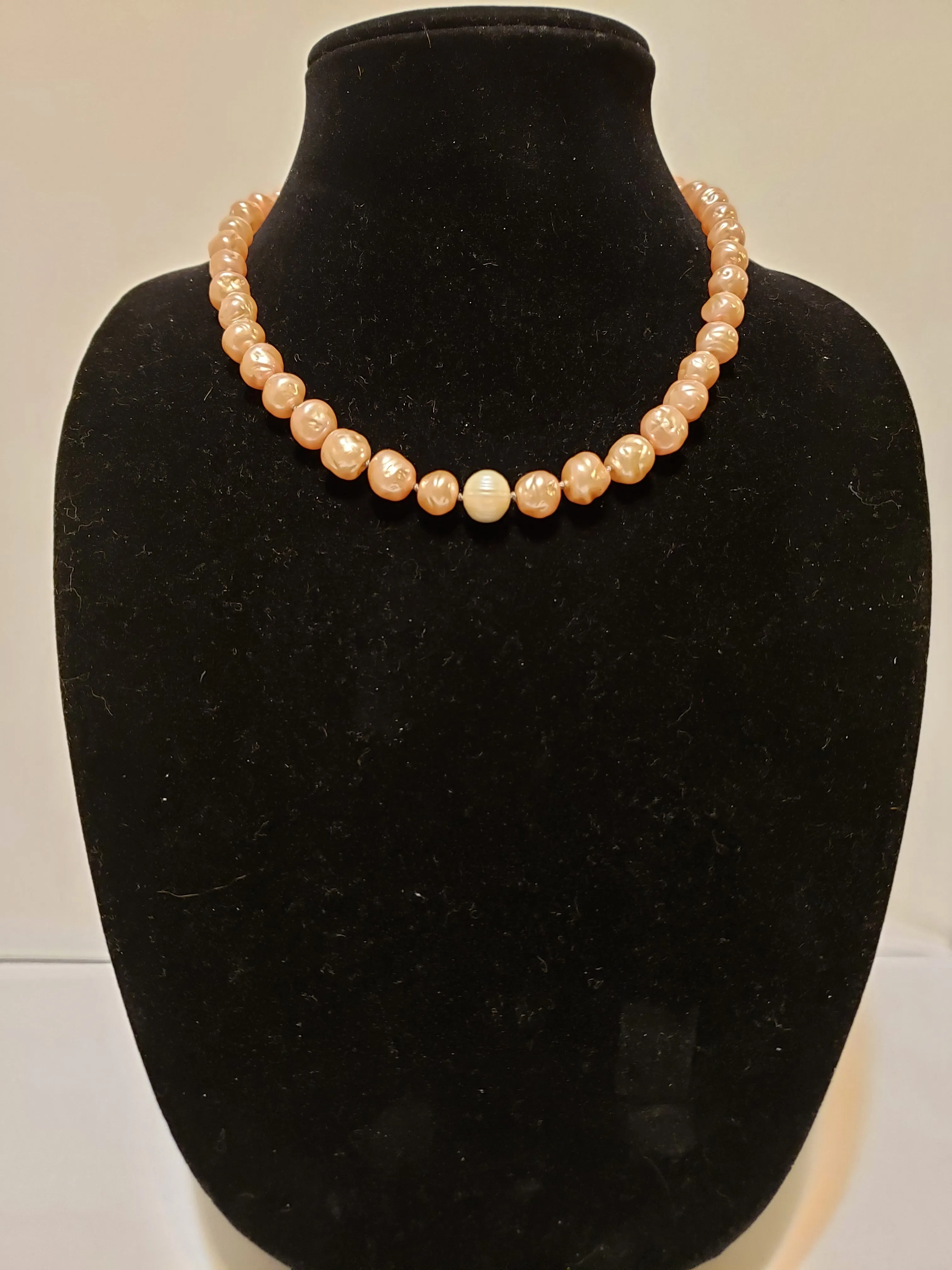 Freshwater Pink Pearls (10-11mm AA Grade) onHand Knotted Silk Necklace with Stainless Steel & Sterling Silver 19" with 3" Extender & Lobster Claw Clasp