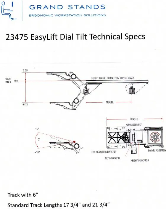 Grand Stands Easy Lift Keyboard Arm, 23475BB