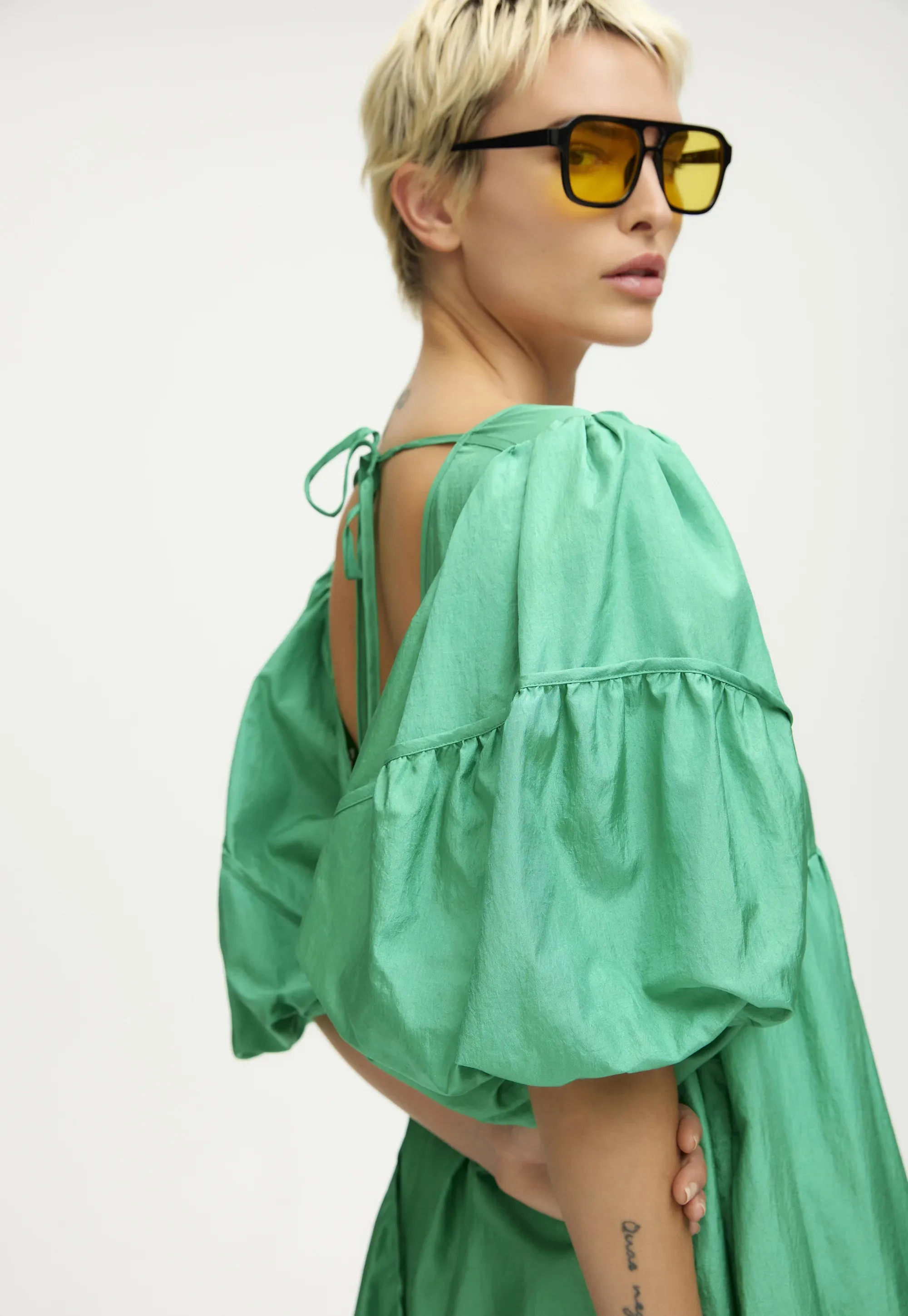 Hesla Short Sleeve Long Dress in Simply Green