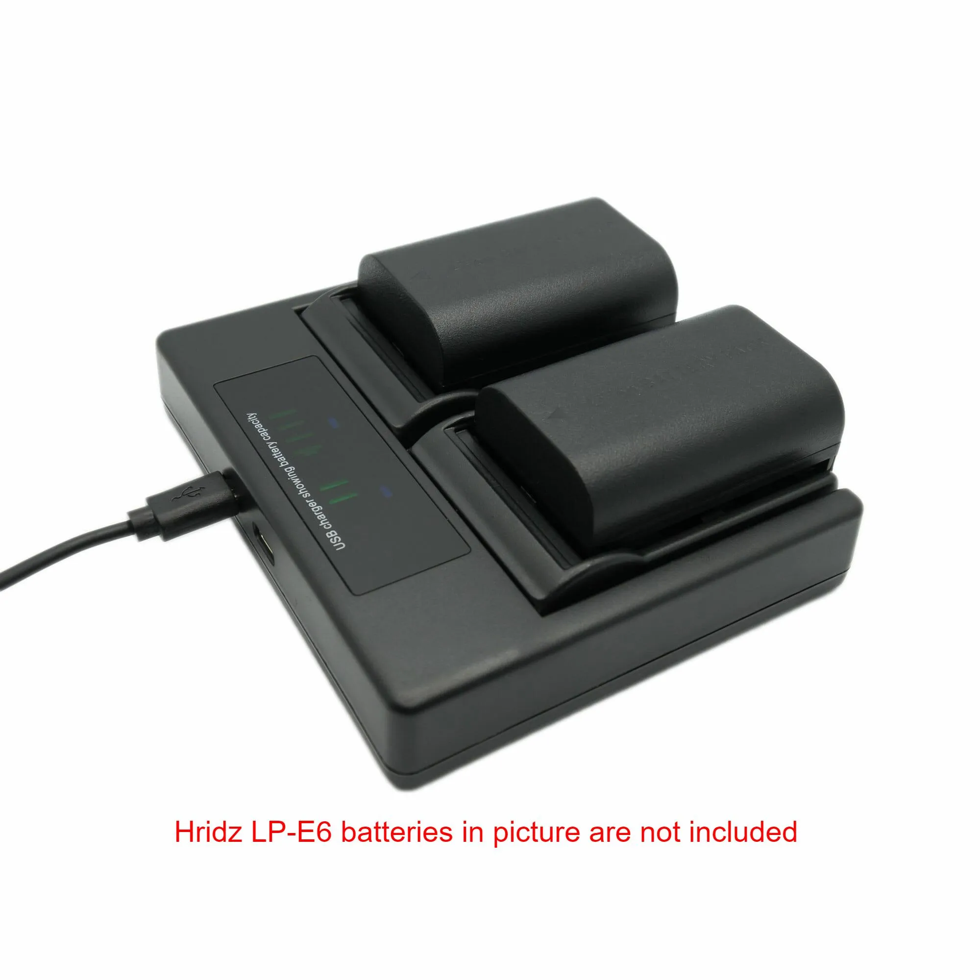 HRIDZ LP-E6 LP-E6NH Dual Battery Charger For Canon EOS R7 5D 6D 7D 80D 70D 60D LP-E6 60Da