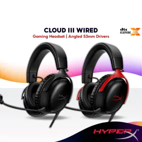 HyperX Cloud III Wired DTS X Gaming Headset with Signature Comfort | Angled 53mm Drivers | Crystal-Clear Microphone