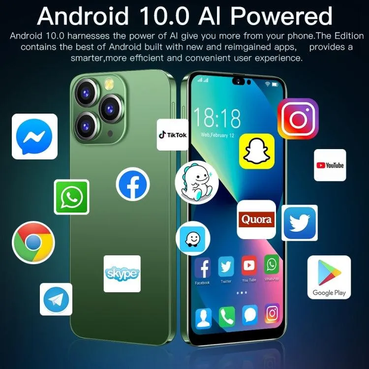 i14 Pro Max N86 Smartphone - 6.3" Display, 4GB RAM, 32GB ROM, Face ID, Android 10, MTK6737 Quad-Core, 4G Network, Includes 64GB TF Card