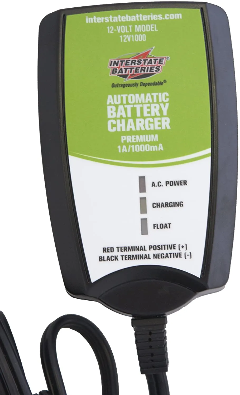 Interstate Batteries 12v Battery Charger - 1.0 Amp - Sealed Lead Acid or AGM