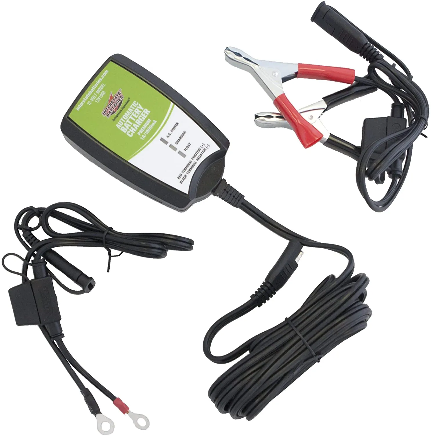 Interstate Batteries 12v Battery Charger - 1.0 Amp - Sealed Lead Acid or AGM