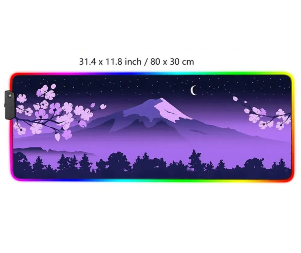 Japanese Scenery RGB Purple Mouse Pad