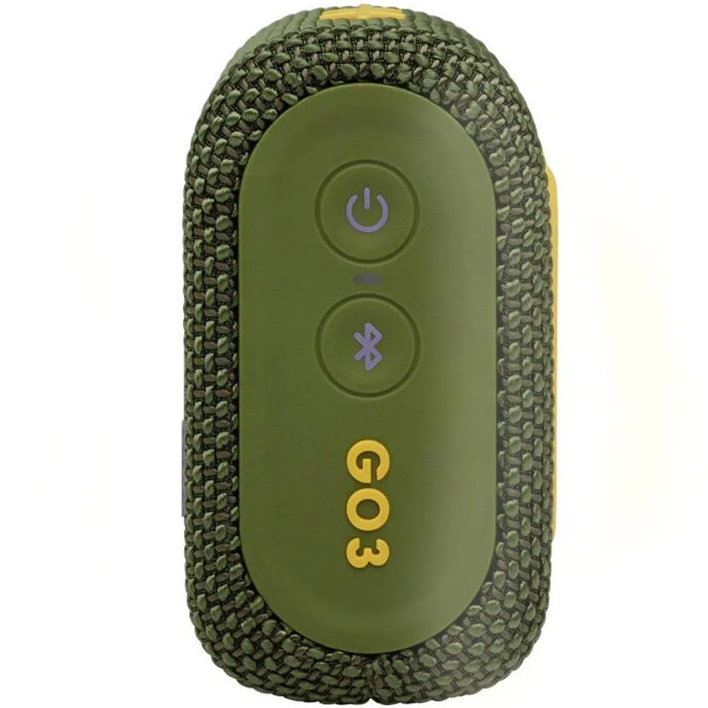 JBL Go 3 Portable Bluetooth Speaker Green with JBL T110 in Ear Headphones